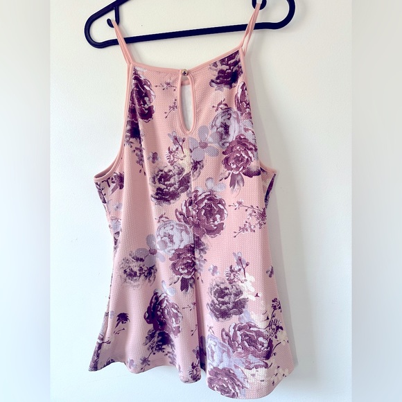 Pink and Purple Floral Peplum Top - Picture 2 of 2